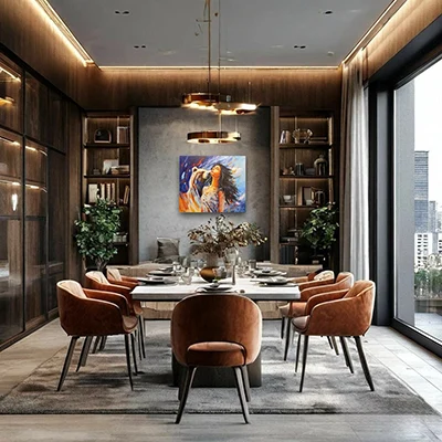 Картина в интерьере (Девушка с Медведем - художник Алена Хазанова)